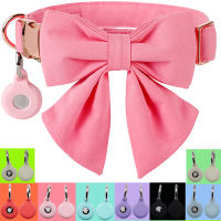 Unique Style Paws Pink Dog Collar with Bow Tie Set Colorful Dog Collar Airtag for Small Medium Large Dog Wedding Collar