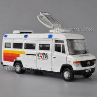 ยานพาหนะรุ่นดึงกลับของเล่นด้วยเสียงและแสง 1:32 Diecast Metal Vario 816D MPV TV Station Vehicle