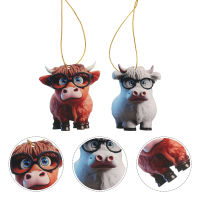 Leetshop 2 ชิ้น Highland Cow เครื่องประดับ Highland Cows รูปร่างตกแต่ง Highland Cow Decor งานฝีมืออะคริลิค