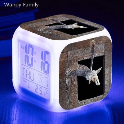 【Worth-Buy】 นาฬิกาปลุกนกฮูกน่ารักมี7สีไฟ Led กลางคืนเรืองแสงสัมผัสนาฬิกาดิจิตอลนาฬิกาปลุกมัลติฟังก์ชั่นสำหรับเด็ก
