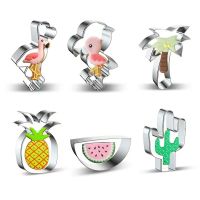 Flamingo Cookie Cutter Mould Stainless Steel Pineapple Watermelon Coconut Tree Biscuit Mold Fondant Pastry Decor Baking Tools Bread Cake  Cookie Acces