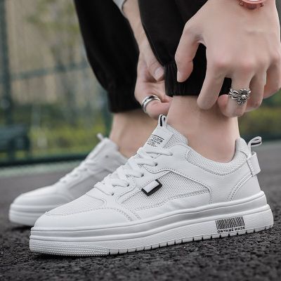 2023 New Men Casual Shoes Simple Male Sneakers Lightweight Leather Breathable Shoe Lace-up White Flat Bottom Running Shoes Men