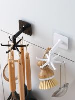 1/2pcs 180° Rotated Hooks Kitchen With 6 Hooks Self Adhesive Wall Door Holder Handbag Clothes Ties Home Hanging Rack No Trace