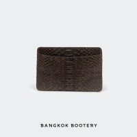 BANGKOK BOOTERY Card Holder สำหรับใส่บัตร หนังงูส่วนท้อง เนื้อแมตท์ สี Dark Brown