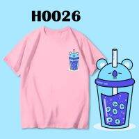 พร้อมส่ง เสื้อยืดผ้าฝ้าย พิมพ์ลายการ์ตูน KOYA BUBBLE TEA KARTOON BTS KPOP BANGTAN สีเหลือง H0026