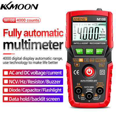 KKmoon ANENG M108สมาร์ทดิจิตอลมัลติมิเตอร์ช่วงอัตโนมัติ4000นับ NCV สากลเมตรมือถือมัลติฟังก์ชั่ทดสอบโวลต์มิเตอร์แอมมิเตอร์ที่มีแสงไฟไฟฉาย Ac/dc แรงดันไฟฟ้าและความต้านทานปัจจุบันความจุวัดความถี่