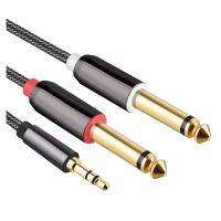 2X Audio Cable 3.5mm to Double 6.35mm Aux Cable 2X6.5 Jack to 3.5 Male for Mixer Amplifier Speaker Splitter Cable 1M