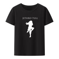 Jethro Tull โลโก้สีดำใหม่เสื้อยืด Rock เสื้อยืด Rock Band เสื้อ Trend Leisure Cool Poleras Mujer Vintage หญิงเสื้อผ้าเสื้อคุณภาพสูง