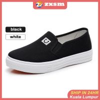 COD ☒ The Outline Shop27dgsd6gfd 【Ready Stock】ZXSM kasut perempuan/kasut wanita/women shoes/Spring and Autumn new canvas shoes female students leisure cloth shoes Korean style slip-on womens shoes thick bottom lazy white shoes