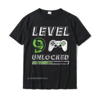 Level 9 Unlocked 9 Year Old Gamer Funny Birthday Tshirt T Shirt Custom Fashionable Men39S T Shirt Custom Cotton