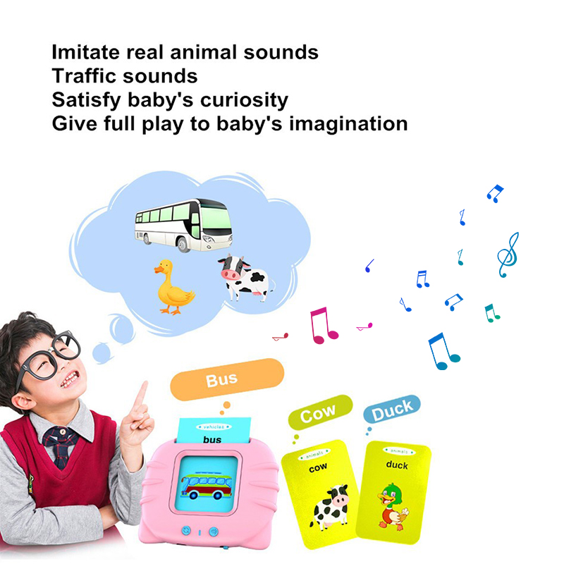 Early Learning Flash Cards Reader Machine 224pcs Cards Early Education Device Kids Preschool Learning Card Toy Talking Toys Musical with Sound Effect