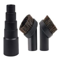 2 Piece Horse Hair Vacuum Attachment Brush Replacement Parts Black with 1 7/8Inch to 1Inch Universal Vacuum Hose Adapter