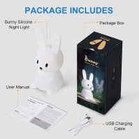 Silicone Rabbit Timing LED Night Light USB Charging Kinderen Bedroom Lamp Touch Sensor Room Decor Cute Gift for Kids Children