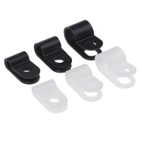 100Pcs R Type wire fixed clamp Hose Fastener Nylon line cable Mounting Clips Electrical Fittings Home Hardware black / white