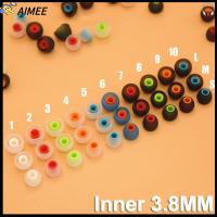 AIMEE 12pcs 3.8mm สีสัน อ่อนนุ่ม หูฟัง เคล็ดลับหูซิลิโคน หูฟังอินเอียร์ หูฟัง แผ่นรองหูฟัง