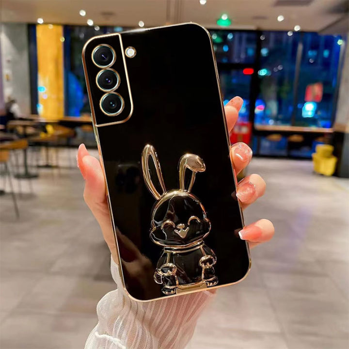 andyh-new-design-for-samsung-s23-s23-plus-s23-ultra-s22-plus-s22-pro-s22-ultra-case-luxury-3d-stereo-stand-bracket-smile-rabbit-electroplating-smooth-phone-case-fashion-cute-soft-case