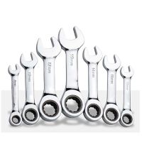 Haywood1 1pcs 6mm-19mm Reversible Combination Stubby Wrench 72 Ratchet Socket Spanner Repair Tools