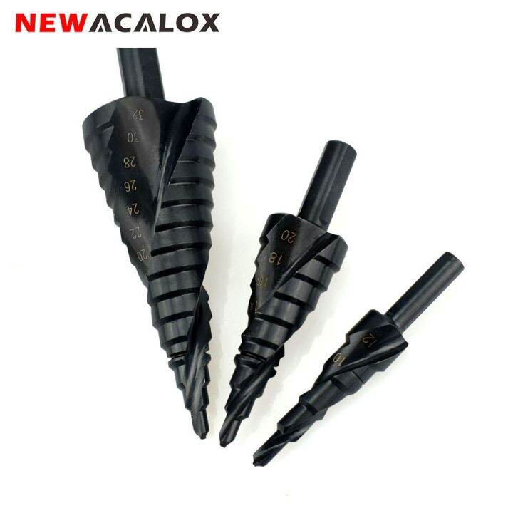 newacalox-4-32มม-hss-โคบอลต์สว่านขั้นไนโตรเจนความเร็วสูงเกลียวเหล็กสำหรับ-set-mata-bor-กรวยโลหะก้านสามเหลี่ยมที่เจาะรูไม้