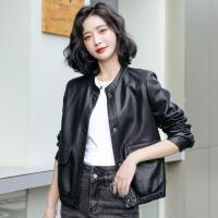 Gifts Haining Standing Collar Pu Leather Clothes Outer Set Female Short Autumn Costume 2022 New Korean Version Of The