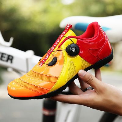 men and women cycling shoes non-locking bicycle shoes general road mountain bike shoes rubber sole bike shoes kasut basikal non cleats cycling shoes stitching with rotating buckle