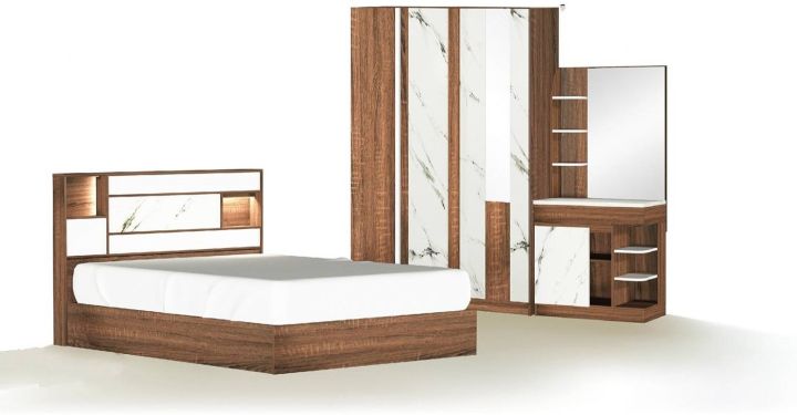 ชุดห้องนอน-mona-5-6-ฟุต-model-bh-501-bh-601-ดีไซน์สวยหรู-สไตล์ยุโรป-ประกอบด้วย-เตียง-ตู้เสื้อผ้า-โต๊ะแป้ง-แข็งแรงทนทาน