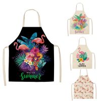 Hongbo  Flamingo Pattern Kitchen Aprons Woman Adult Kids Cotton Linen Bibs Home Cooking bbq Apron Cleaning Accessory