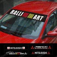 Hardingsun 130X21ซม. ดัดแปลงกระจกหน้ารถไวนิล Ralliart MIVEC สติกเกอร์สะท้อนแสงม่านบังแดดสติ๊กเกอร์สติกเกอร์สำหรับ Mitsubishi Mirage Montero L200 Grandis Delica