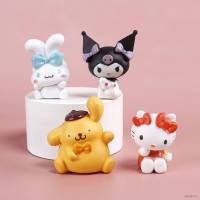 Ns3 โมเดลตุ๊กตาฟิกเกอร์ Sanrio Hello Kitty Kuromi Cinnamoroll Purin ของเล่นสําหรับเด็ก 4 ชิ้น