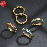 Tory Burch Simple Gold Ring Women S Jewelry Enamel Setting Texture Girls Gift【high-quality】