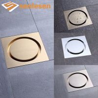 Senlesen Floor Drain Brass Anti-odor Bath Drain Deodorization Square Shower Room Cover Large Drainage Golden 10*10cm  by Hs2023