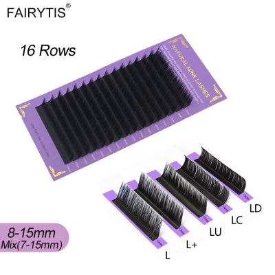 FAIRYTIS 16rows/case L+/LU/L/LC/LD Curl Individual Eyelashes 7~15mm Mix Black Natural Mink Lashes Extension Soft Makeup Cables Converters