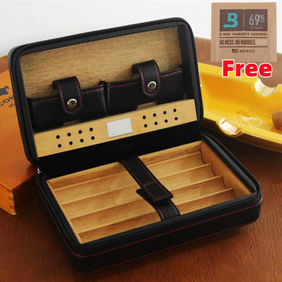 Can Hold 4 Ciggare Humidor Box with Humidifier 69% Moisturizing Bag Leather Ciggar Case Holder Smking Accessorie