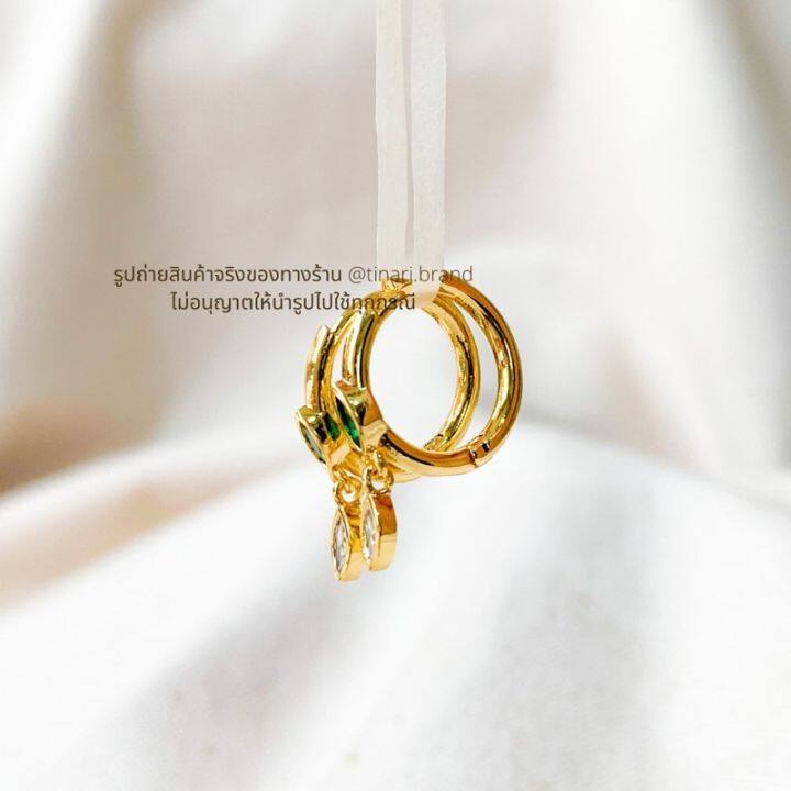 mini-diamond-gold-hoops-tinari-2-ต่างหูห่วง-ทอง-เพชร-เขียว-ออกงาน-บริการเก็บเงินปลายทาง