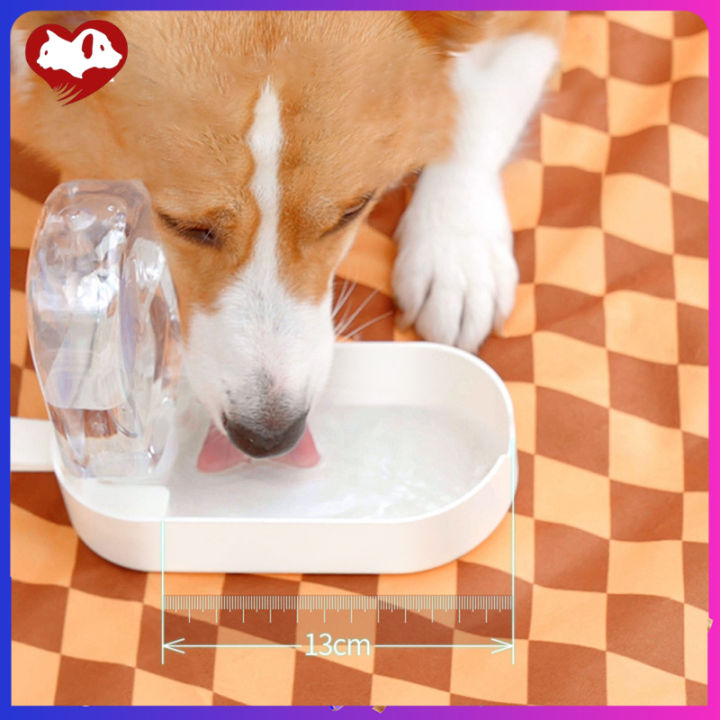 ที่ให้อาหารสัตว์น้ำกระบอกน้ำสุนัขแบบพกพา2-in-1พร้อมภาชนะบรรจุอาหารชามสุนัขแมวกันรั่วสำหรับการเดินทางเดินป่า