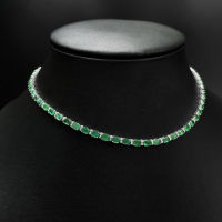 Emerald Diamond Necklace สร้อยคอเพชรมรกต มรกตแท้สีเขียวธรรมชาติ เนื้อสะอาด ประดับด้วยเพชรแท้น้ำ96-97 ตัวเรือนเป็นทองขาว14k