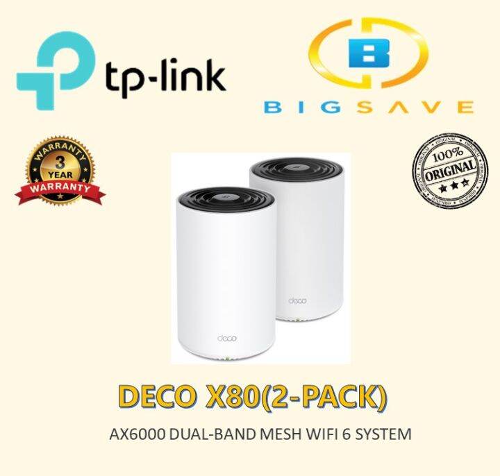 TPLINK DECO X80(2PACK) AX6000 DUALBAND MESH WIFI 6 SYSTEM Lazada