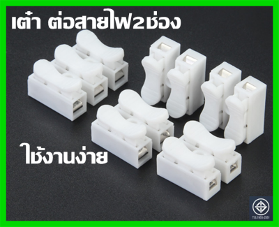 เต๋า ต่อสายไฟ2ช่อง ตัวต่อสายไฟ แบบหนีบ กิ๊บหนีบ  พลาสติก (แพ็ค 30 ชิ้น ) ใช้กับสายไฟ 1-6 Sqmm. 6A 220V