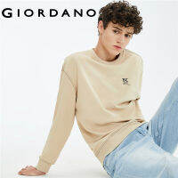 Giordano ผู้ชาย เสื้อมีฮู้ดคอกลมพิมพ์อักษรแบบหลวมไหล่ 01021789