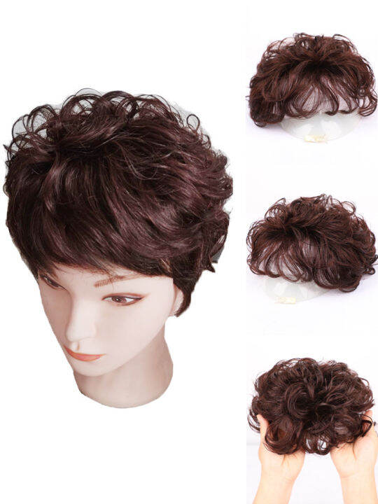 Hair increasing wig covers white hair short and fluffy natural top curling hair piece Hair increasing wig covers white hair short and fluffy natural top curling hair piece