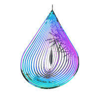 Kids Outdoor Hanging Decorations Craft 360 Degree Rotating Wind Chimes Easy Install 3D Streamer Effect Gift Teardrop Shape Metal