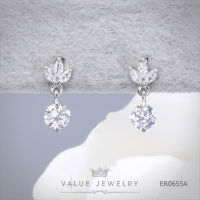 Value Jewelry ER0655 กว้าง0.8cmยาว1.7cm เครื่องประดับเพชรCZ เกรดพรีเมี่ยม หนีบ ห่วง ระย้า คริสตัล เพชร  สร้อยข้อมือ สร้อยคอ แหวน