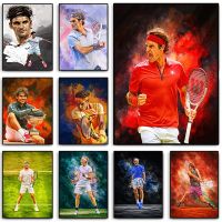 ผู้เล่นโปสเตอร์เทนนิสโลก Rafael Nadal Roger Federer Wall Art ภาพวาดผ้าใบ Decor Room Home Decoration