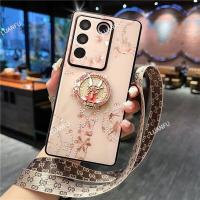 เคสสำหรับ Vivo V29 5G V27 Pro หรูหราไรน์สโตนกระต่ายยืนสายคล้องแบบมีเคสทันสมัยหรูหราป้องกันการตกและเคสป้องกันการกระแทก