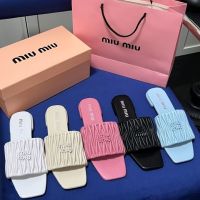 Miu Miuฝึกหัดรองเท้าแตะสำหรับผู้หญิง2023ใหม่,รองเท้าแตะรองเท้าผู้หญิงคุณภาพสูงยอดนิยมสำหรับกลางแจ้ง