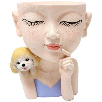 Girls and Puppies Flowerpot Resin Fleshy Potted Decorations Landscape Decoration