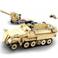 WW2 German Military Half-Track Cannon Tank Building Blocks Set World War II Soldier Figures Bricks Classic Model Kids Toys Boys