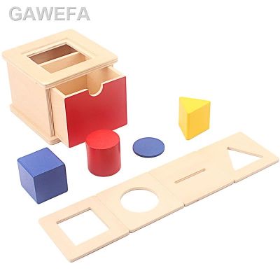 ✒Kotak Montessori Imbcare dengan Tutup Yang Dapat Dipertukarkan Mainan Bayi 4 In 1 Bentuk Geometris Kayu Kotak Yang Cocok Hadiah Mainembangan เกม