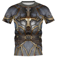 Xmx180305 mens round T-shirts Viking tattoo armor 3D pattern printed womens Unisex short sleeve Harajuku casual streetwear