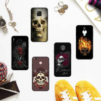 Black เคสโทรศัพท์ หรับ Xiaomi Redmi Note 9T 8 9S 7A 10A 9 7 9C 8A 8T 6A 9A NFC Pro Power Max Prime ซิลิโคน Protected ปก sh-168 Satanic Scary Skull flower