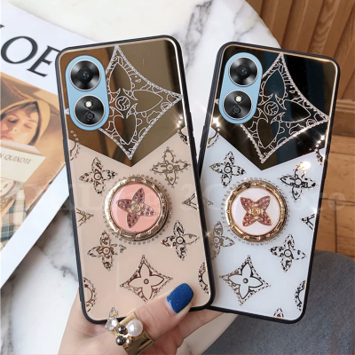 เคสกลิตเตอร์แฟชั่น OPPO A78 5G เพชรสุดหรูแหวนใส่นิ้วแฟลชเจาะซิลิโคนแข็งฝาครอบ2023 Oppo A78